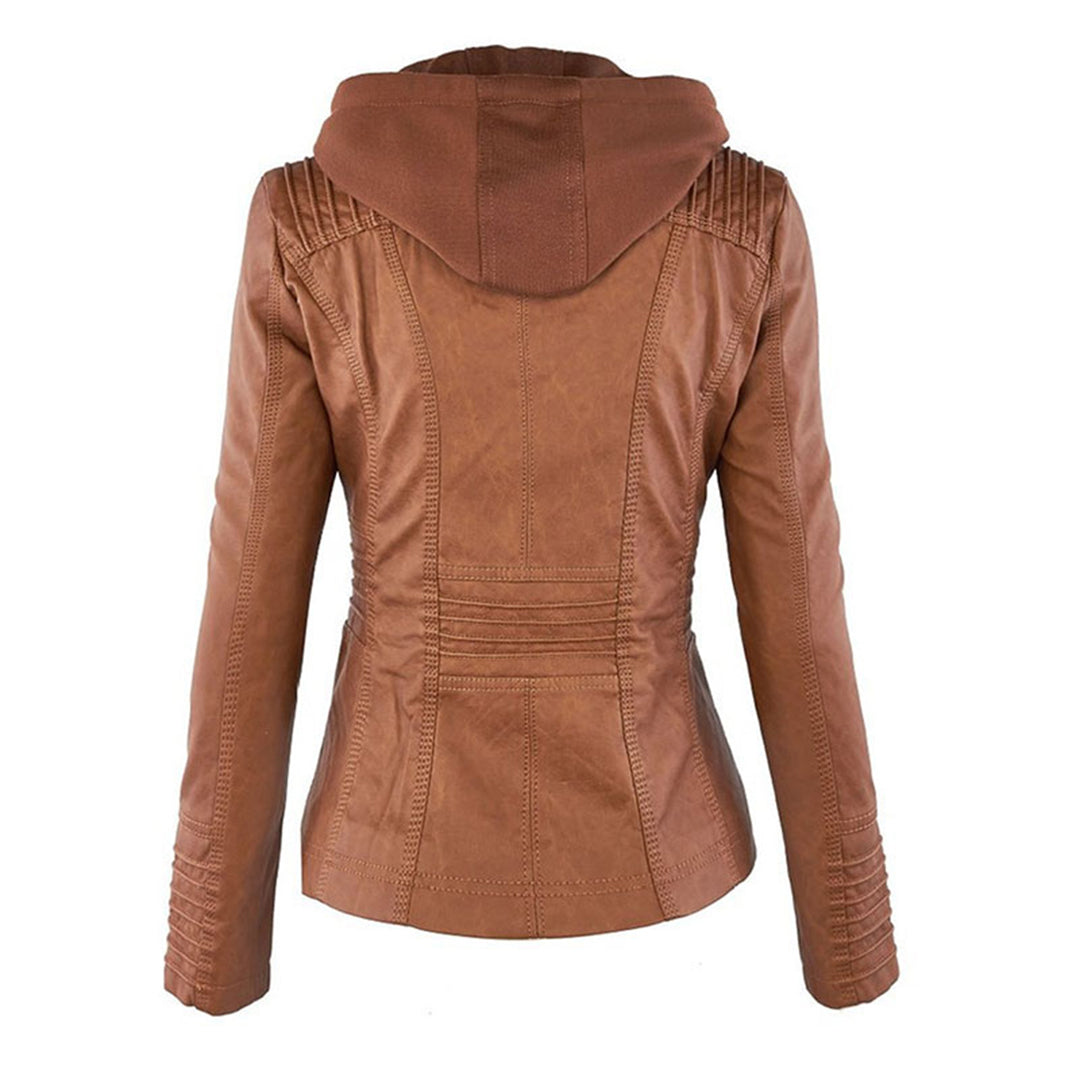 Kiana | Bikerjacke mit Kapuze und taillierter Passform