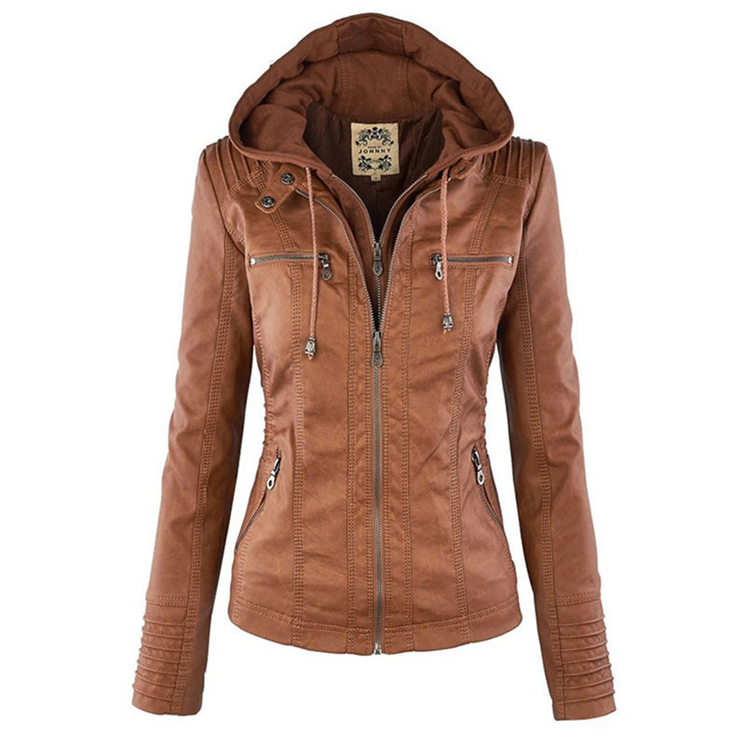 Kiana | Bikerjacke mit Kapuze und taillierter Passform