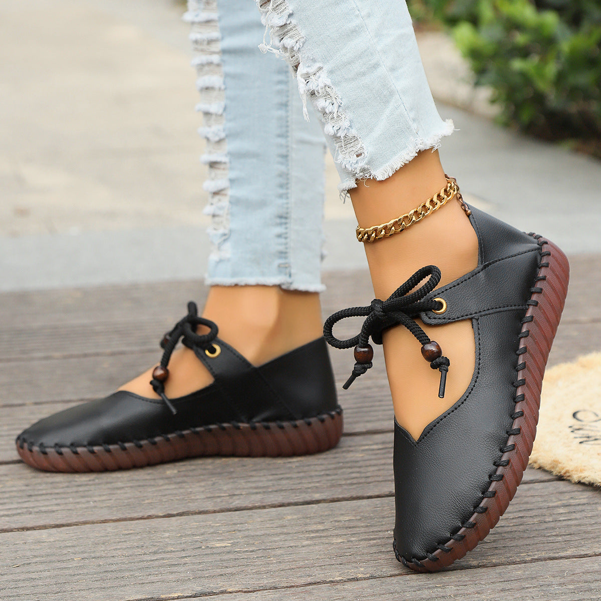 Helene | Retro Dirndl Schuhe mit runder Spitze für Oktoberfest