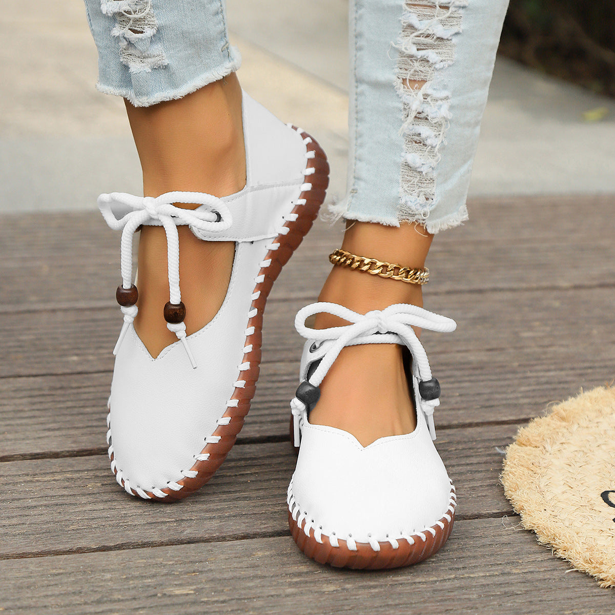 Helene | Retro Dirndl Schuhe mit runder Spitze für Oktoberfest