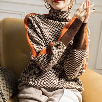 Svea | Hochgeschlossener Pullover mit Zickzackmuster