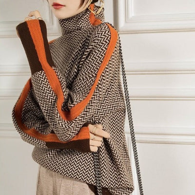 Svea | Hochgeschlossener Pullover mit Zickzackmuster