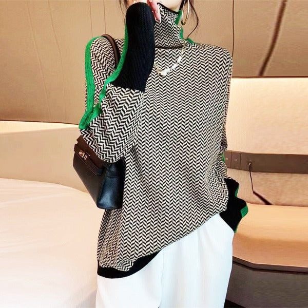 Svea | Hochgeschlossener Pullover mit Zickzackmuster