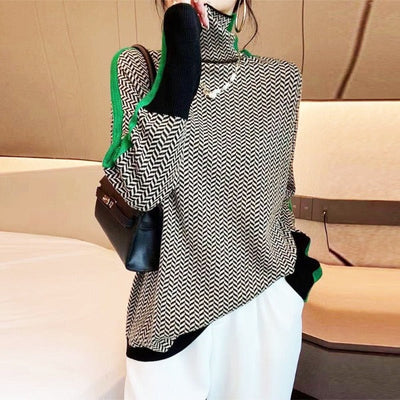 Svea | Hochgeschlossener Pullover mit Zickzackmuster