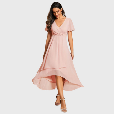 Chiara | A-Linien-Kleid aus Chiffon mit asymmetrischem Saum