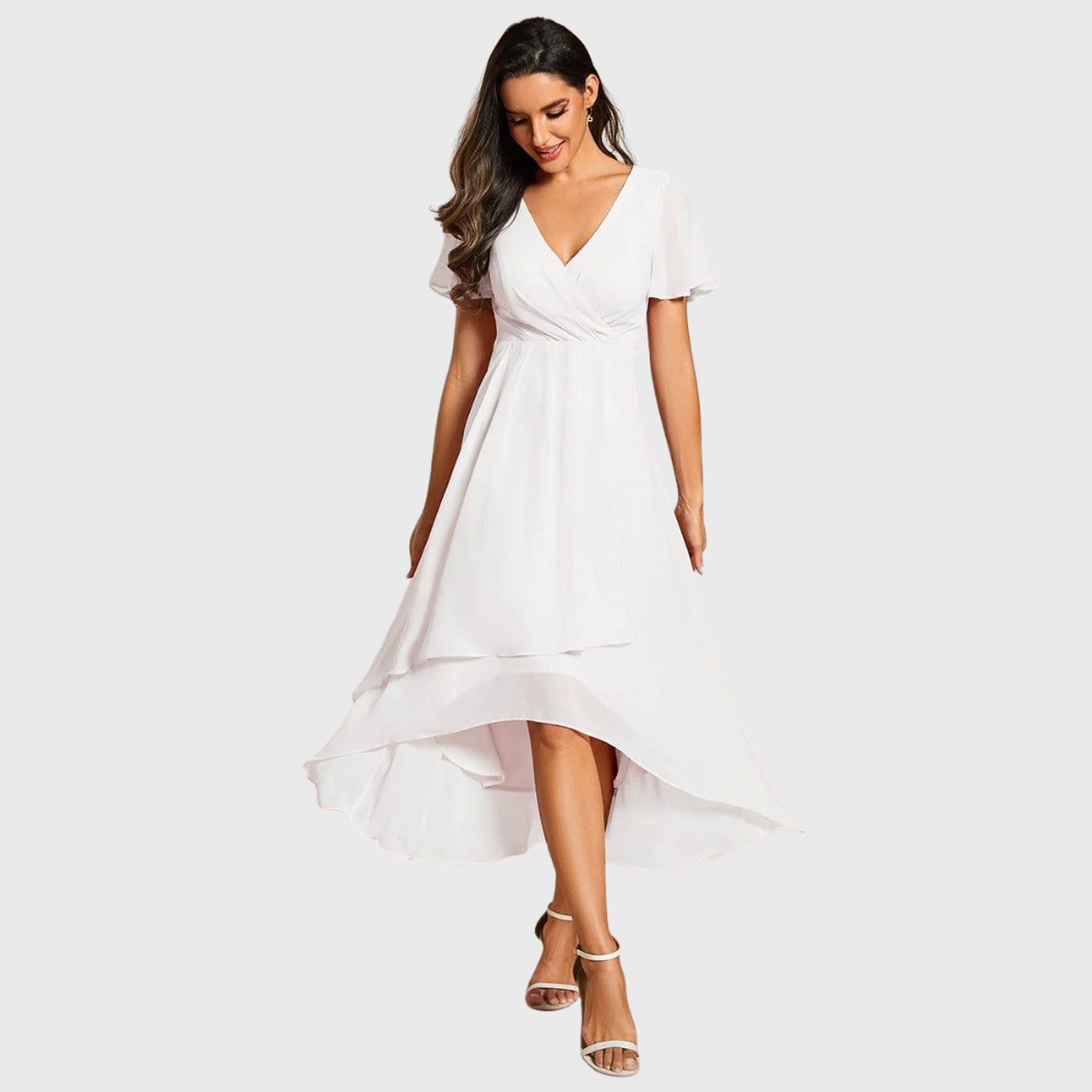 Chiara | A-Linien-Kleid aus Chiffon mit asymmetrischem Saum