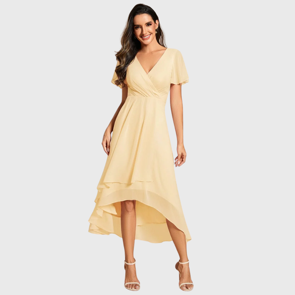 Chiara | A-Linien-Kleid aus Chiffon mit asymmetrischem Saum