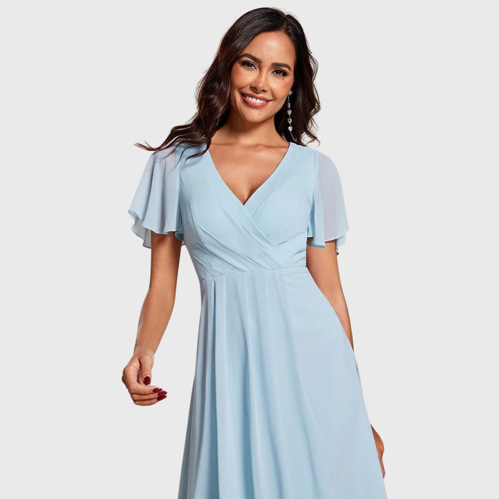 Chiara | A-Linien-Kleid aus Chiffon mit asymmetrischem Saum