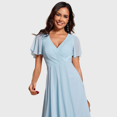 Chiara | A-Linien-Kleid aus Chiffon mit asymmetrischem Saum