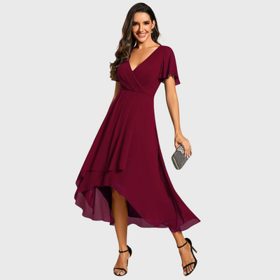 Chiara | A-Linien-Kleid aus Chiffon mit asymmetrischem Saum