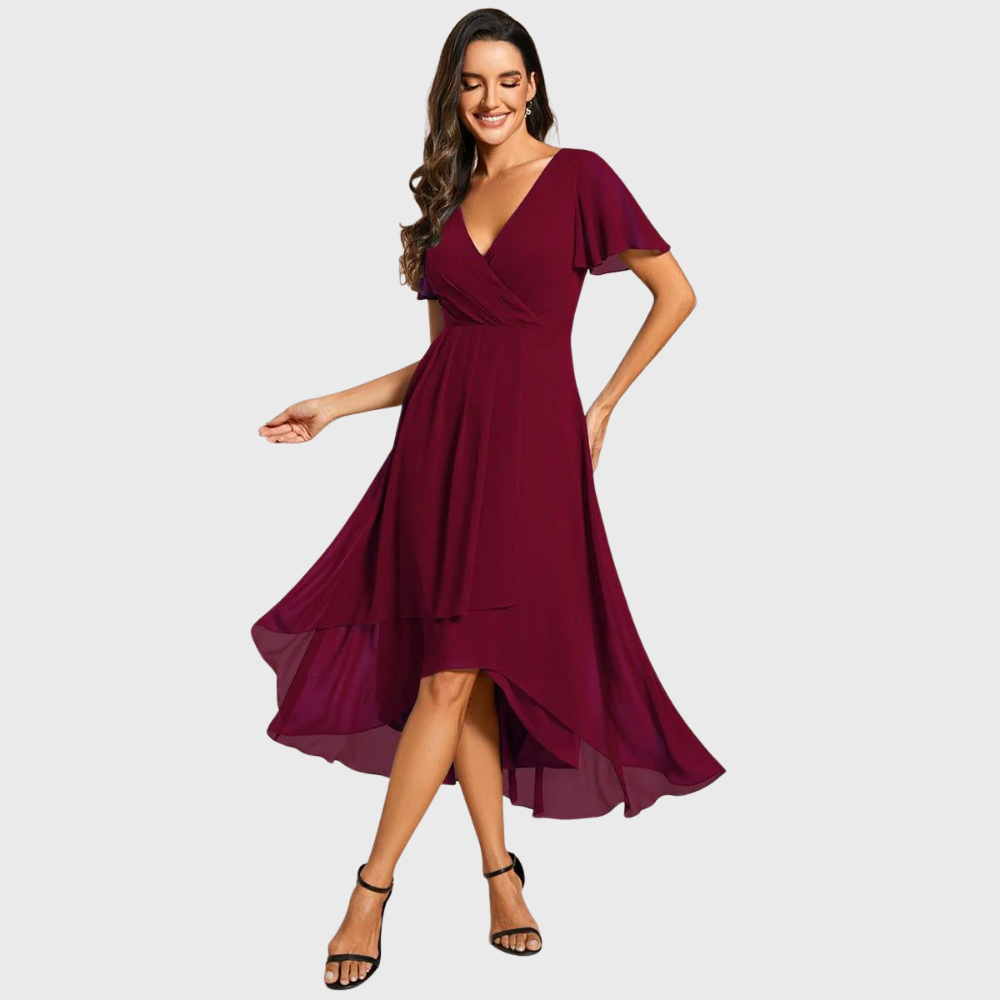 Chiara | A-Linien-Kleid aus Chiffon mit asymmetrischem Saum