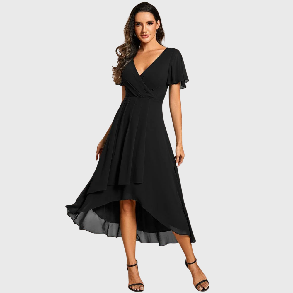 Chiara | A-Linien-Kleid aus Chiffon mit asymmetrischem Saum
