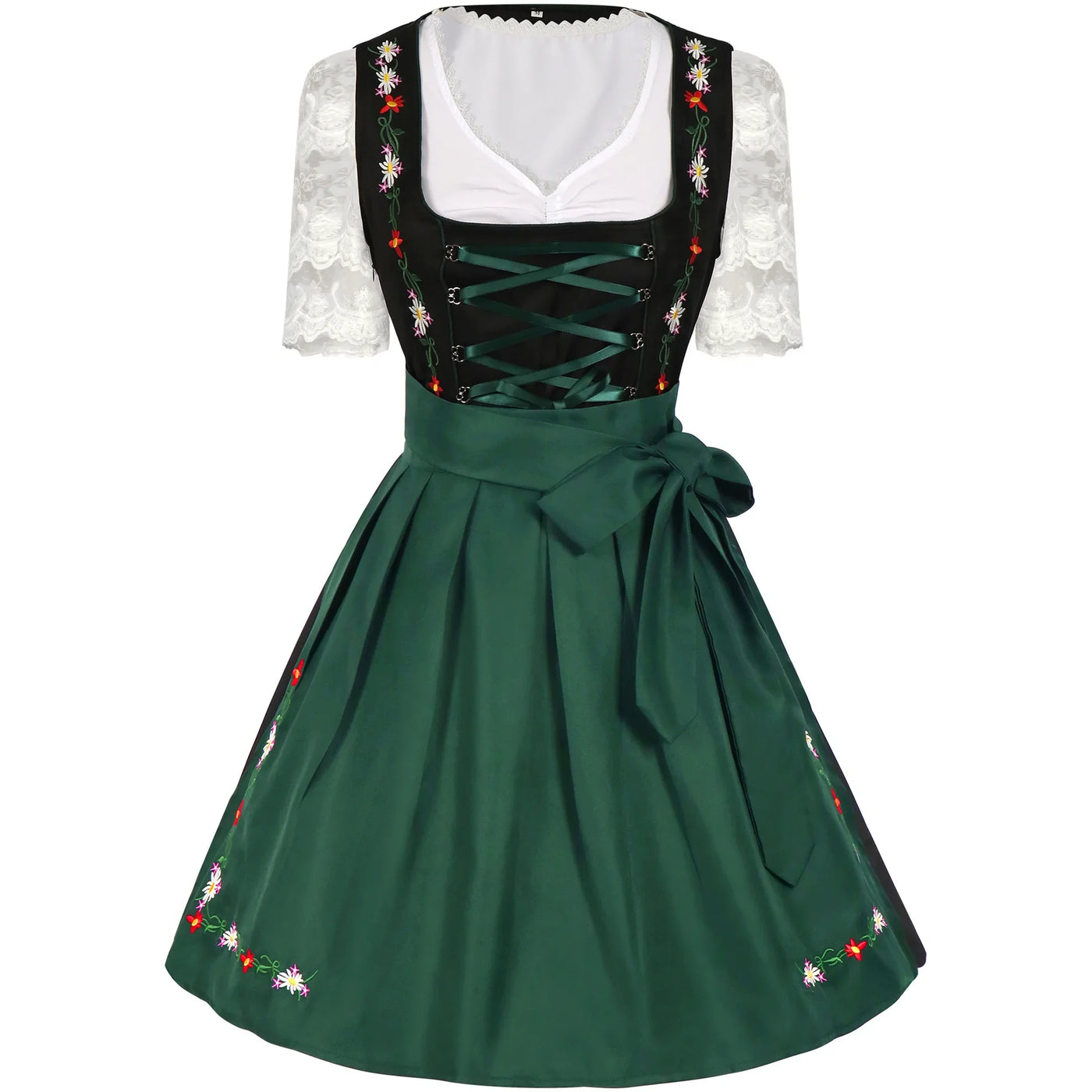 Maja | Grünes Festkleid mit floralen Details