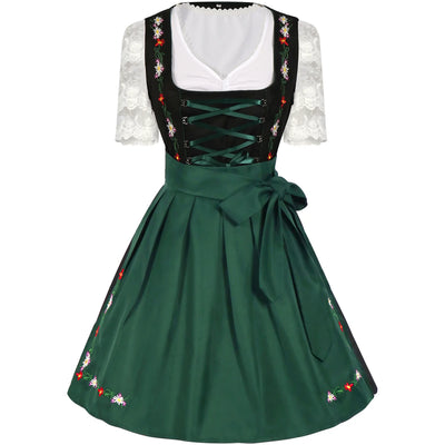 Maja | Grünes Festkleid mit floralen Details