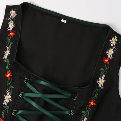 Maja | Grünes Festkleid mit floralen Details