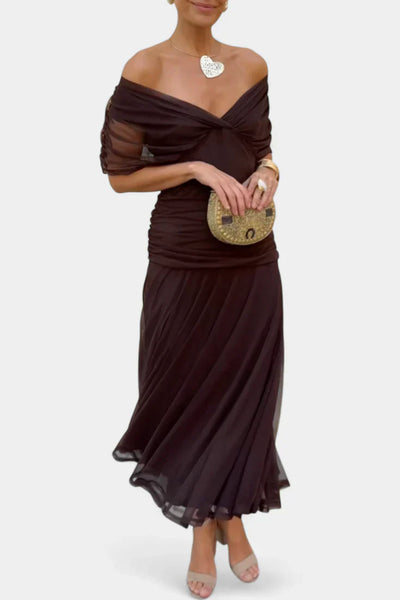 Stefanie | Midikleid aus Tüll mit V-Ausschnitt