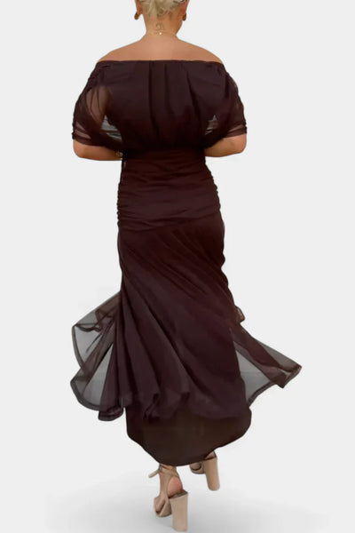 Stefanie | Midikleid aus Tüll mit V-Ausschnitt