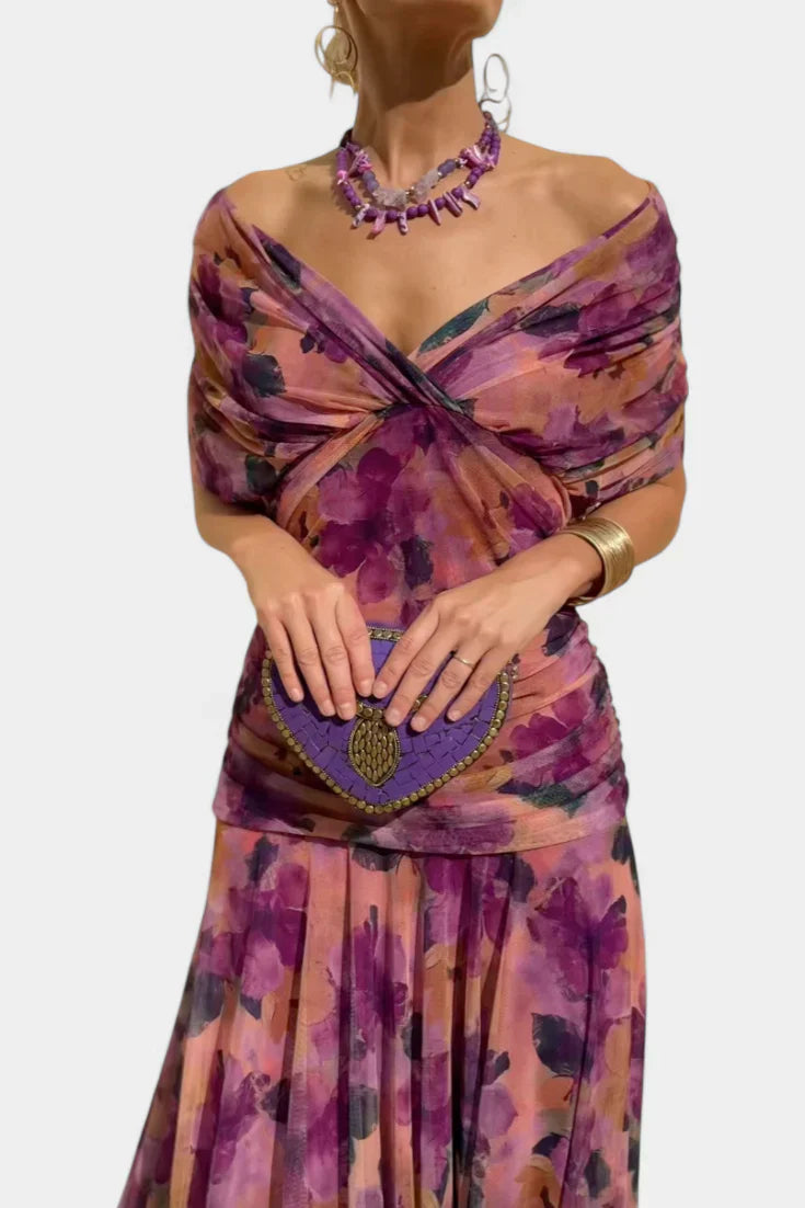 Stefanie | Midikleid aus Tüll mit V-Ausschnitt