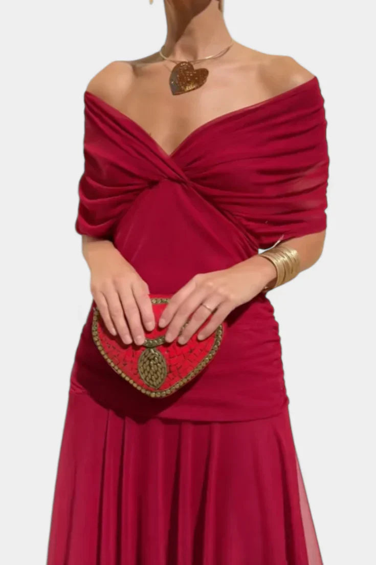 Stefanie | Midikleid aus Tüll mit V-Ausschnitt