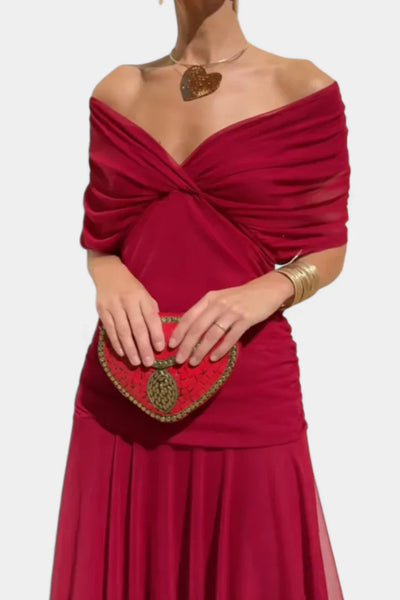 Stefanie | Midikleid aus Tüll mit V-Ausschnitt