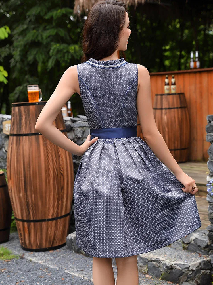 Johanna | Midi Blau Oktoberfest Dirndl Kleid