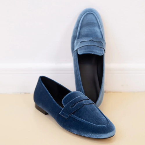 Isolde | Mitternachtsblaue Samt-Loafer