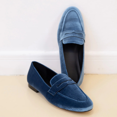 Isolde | Mitternachtsblaue Samt-Loafer