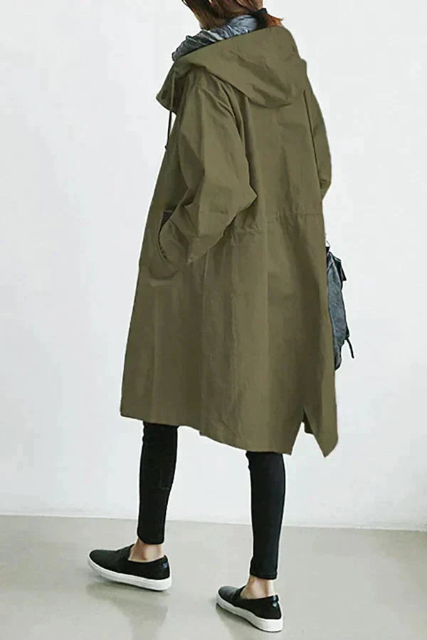 Elena | Midicoat mit Kapuze und Oversized-Silhouette