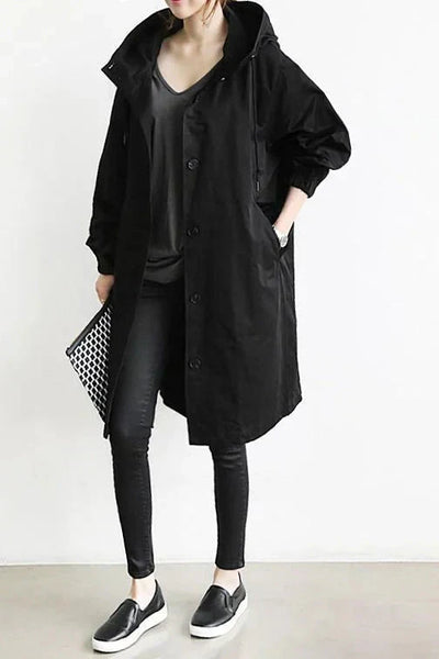 Elena | Midicoat mit Kapuze und Oversized-Silhouette