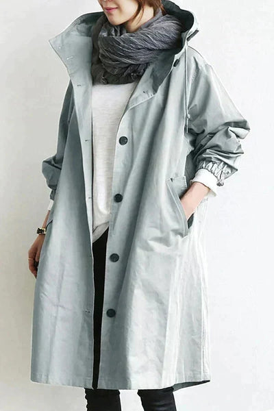 Elena | Midicoat mit Kapuze und Oversized-Silhouette