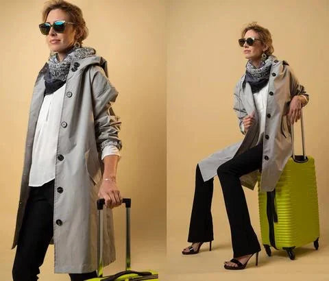 Elena | Midicoat mit Kapuze und Oversized-Silhouette