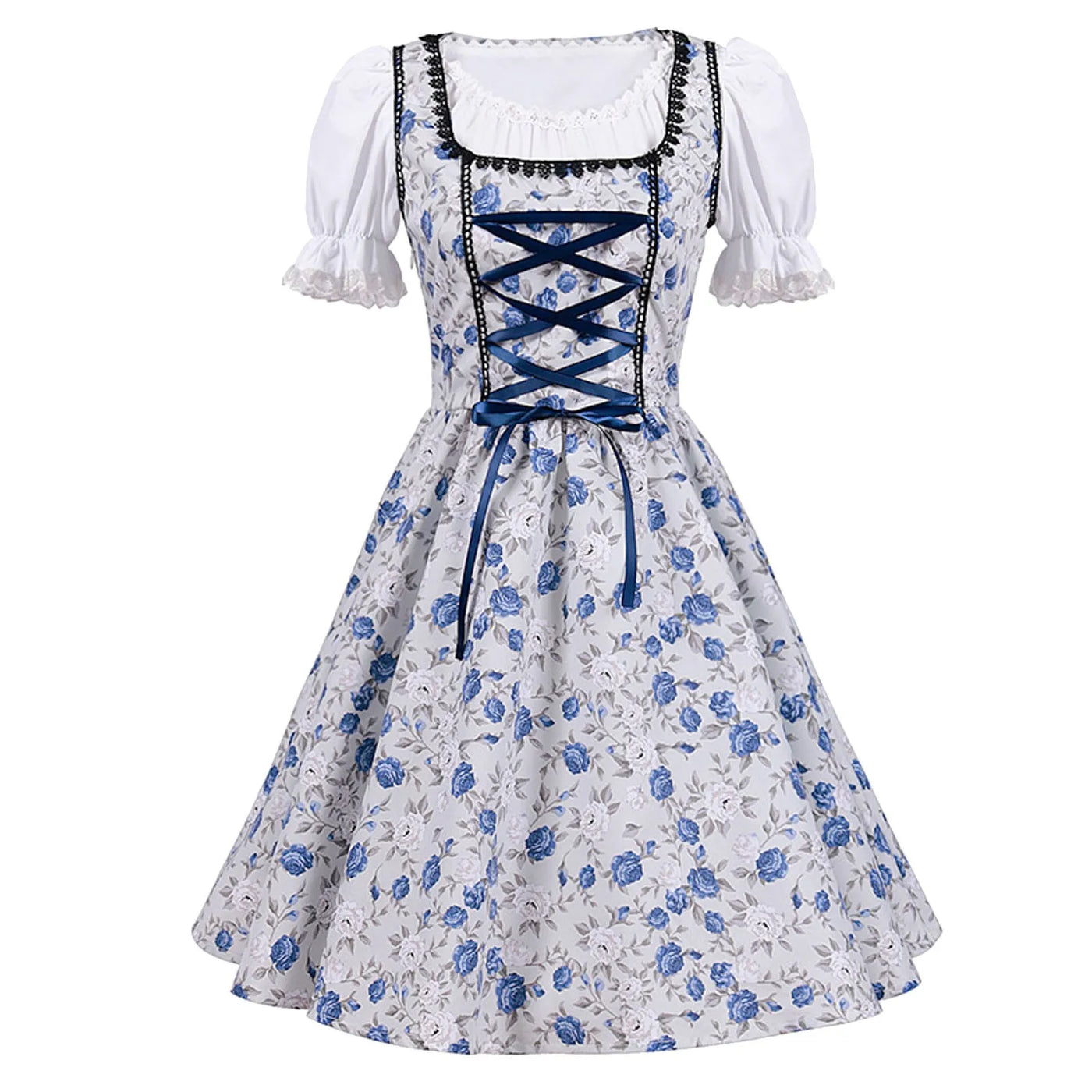 Margarete | Traditionelles Blaues Dirndl Kleid für Oktoberfest