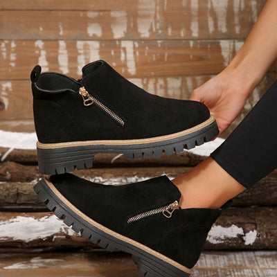 Adelheid | Wildleder-Stiefeletten mit Blockabsatz