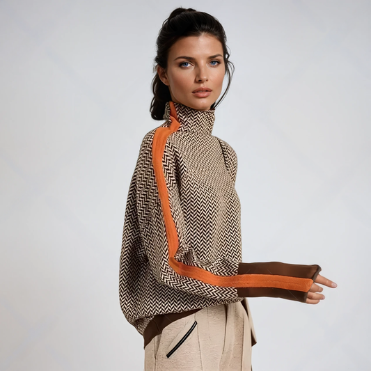 Svea | Hochgeschlossener Pullover mit Zickzackmuster