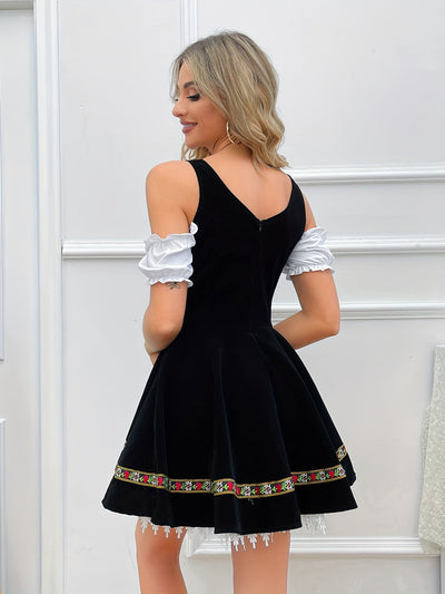 Elena | Schulterfreies Schwarzes Dirndl Kleid für Oktoberfest