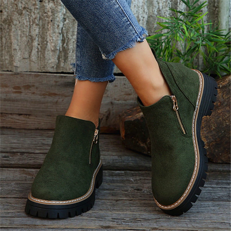 Adelheid | Wildleder-Stiefeletten mit Blockabsatz