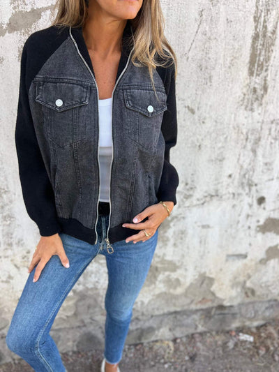 Amalie | Patchwork-Bomberjacke im Trucker-Stil