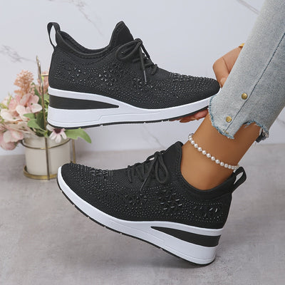 Svenja | Damen-Plateau-Sneaker mit Strasssteinen