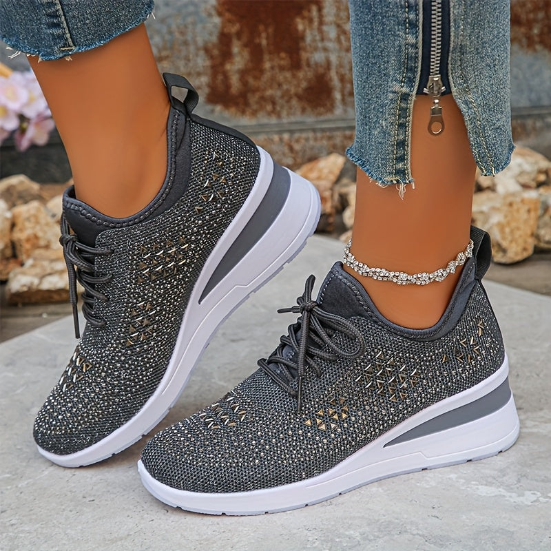 Svenja | Damen-Plateau-Sneaker mit Strasssteinen