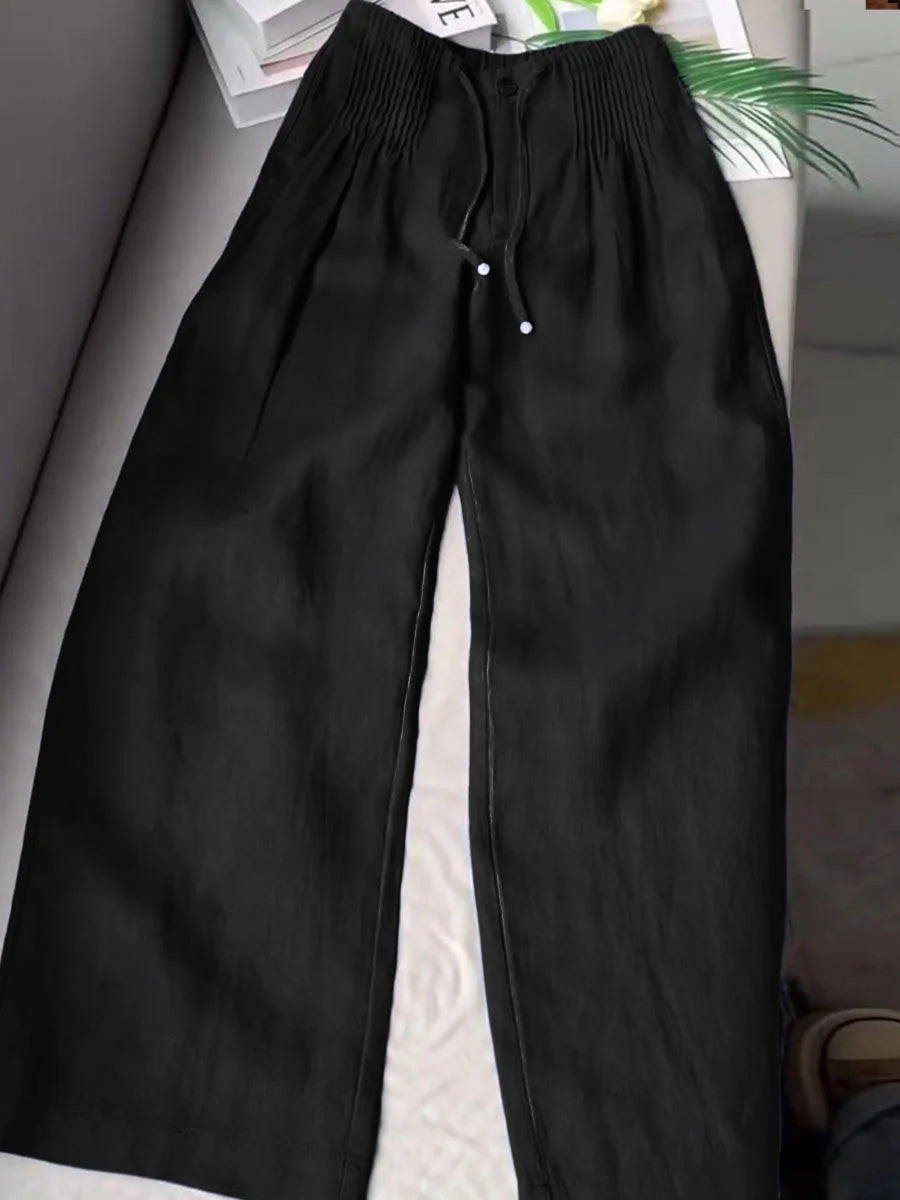 Doris | Weite Baumwollhose mit Kordelzug