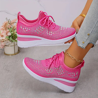 Svenja | Damen-Plateau-Sneaker mit Strasssteinen