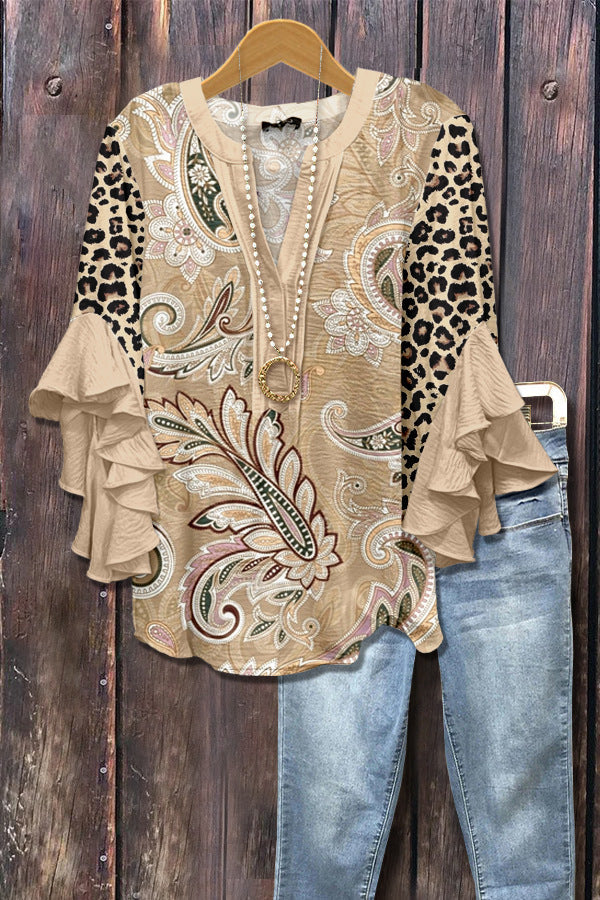 Malve | Rüschenbluse mit botanischen Mustern