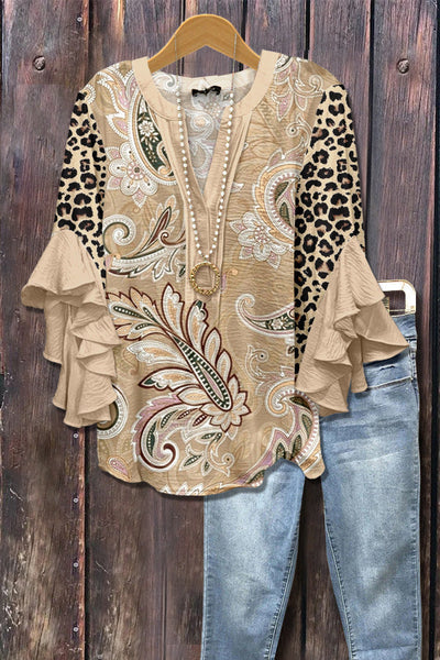 Malve | Rüschenbluse mit botanischen Mustern