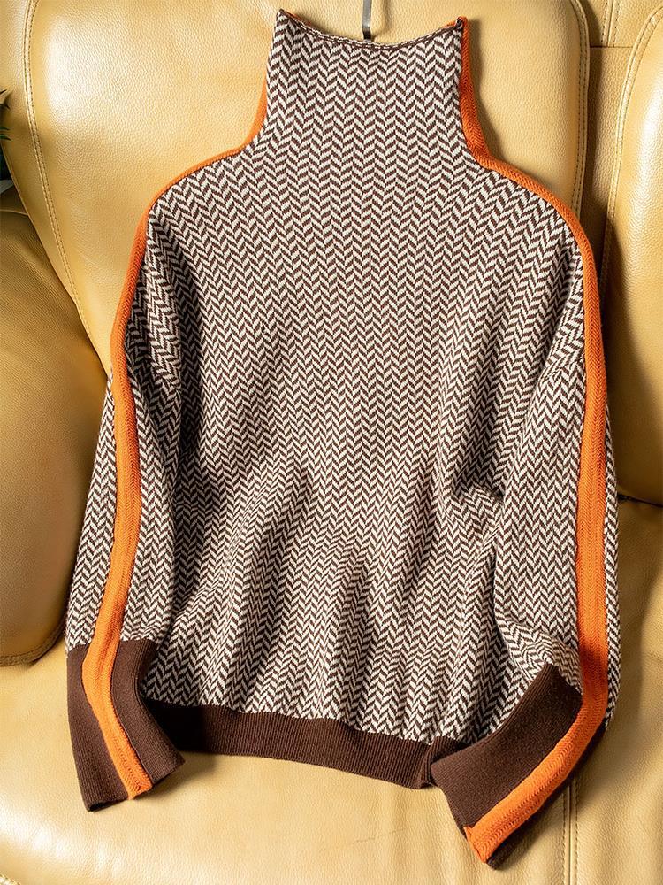 Svea | Hochgeschlossener Pullover mit Zickzackmuster