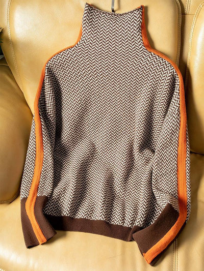 Svea | Hochgeschlossener Pullover mit Zickzackmuster