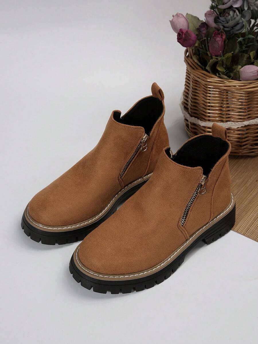 Adelheid | Wildleder-Stiefeletten mit Blockabsatz