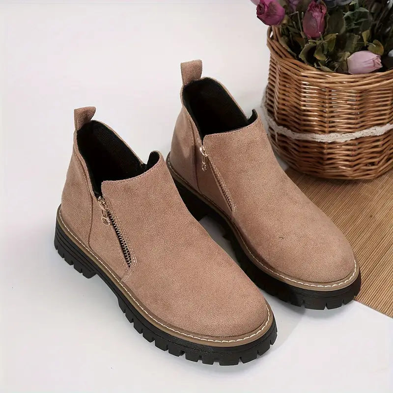 Adelheid | Wildleder-Stiefeletten mit Blockabsatz