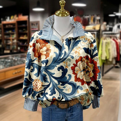 Luise | Bedruckte Bluse im Vintage-Stil