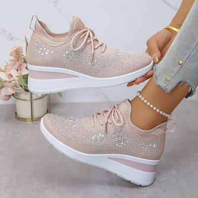 Svenja | Damen-Plateau-Sneaker mit Strasssteinen