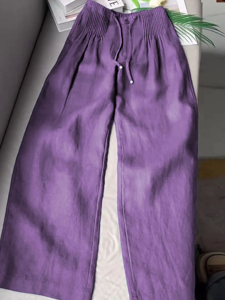 Doris | Weite Baumwollhose mit Kordelzug